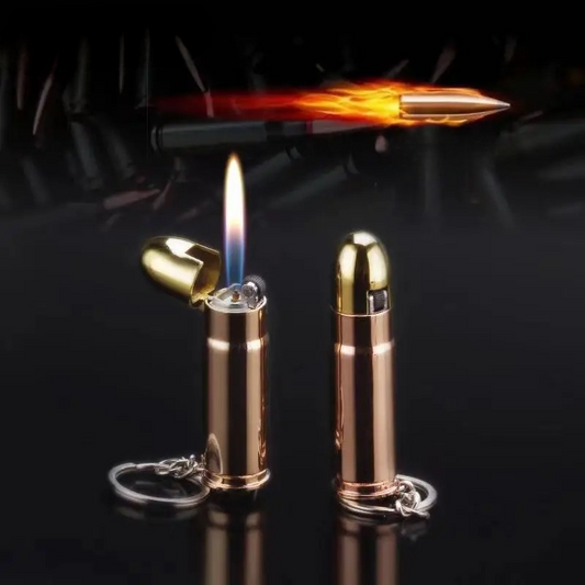 Creative Metal Bullet Shape Gas Lighter, Portable Key Chain Lighter