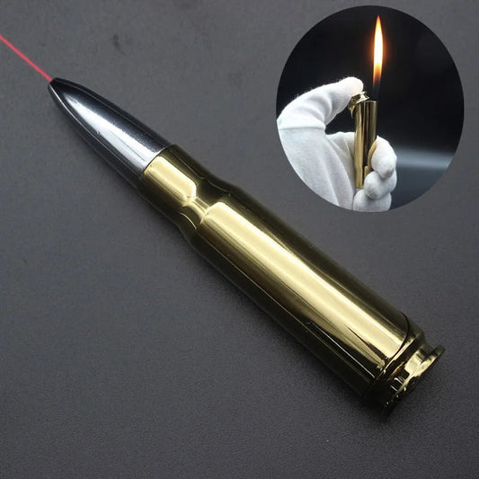 Creative Metal Bullet Lighter With Laser Light, Butane Gas Windproof Flame Cigarette Lighter