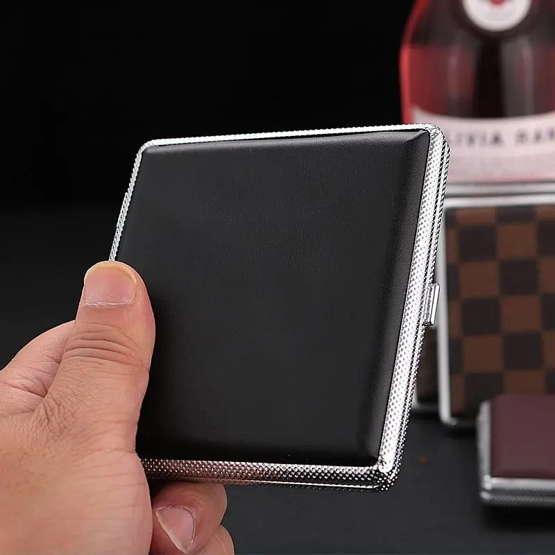 20 Cigarette Personalized Delicate Black Men Leather Cigarette Case Waterproof Cigarette Case