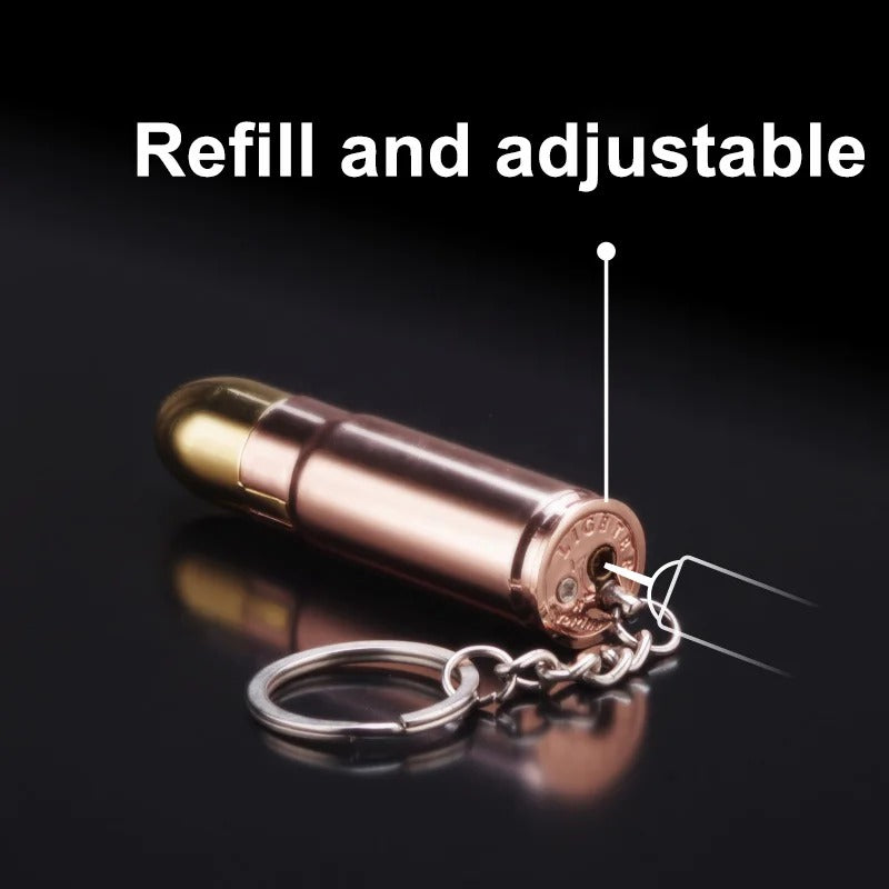 Creative Metal Bullet Shape Gas Lighter, Portable Key Chain Lighter